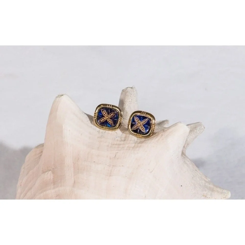 Vintage cufflinks blue gold tone men's accessories career old money preppy